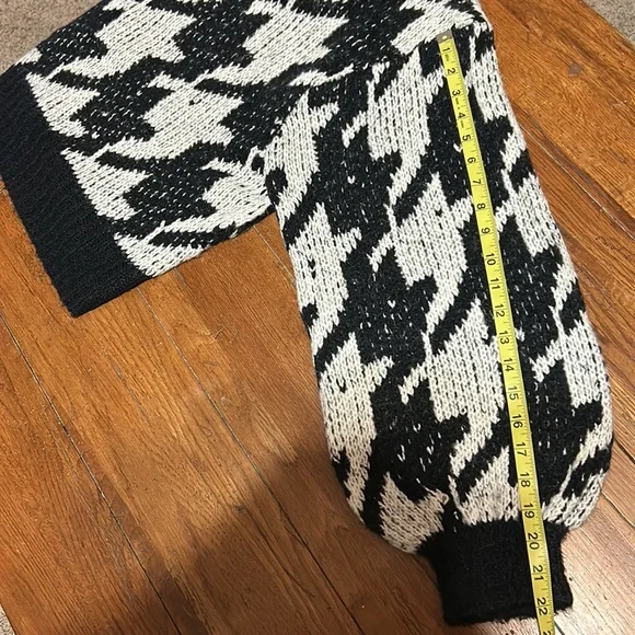 ELAN Houndstooth SWEATER Chunky Cowl Neck Balloon Slouch Sleeves Size MEDIUM - Picture 9 of 9